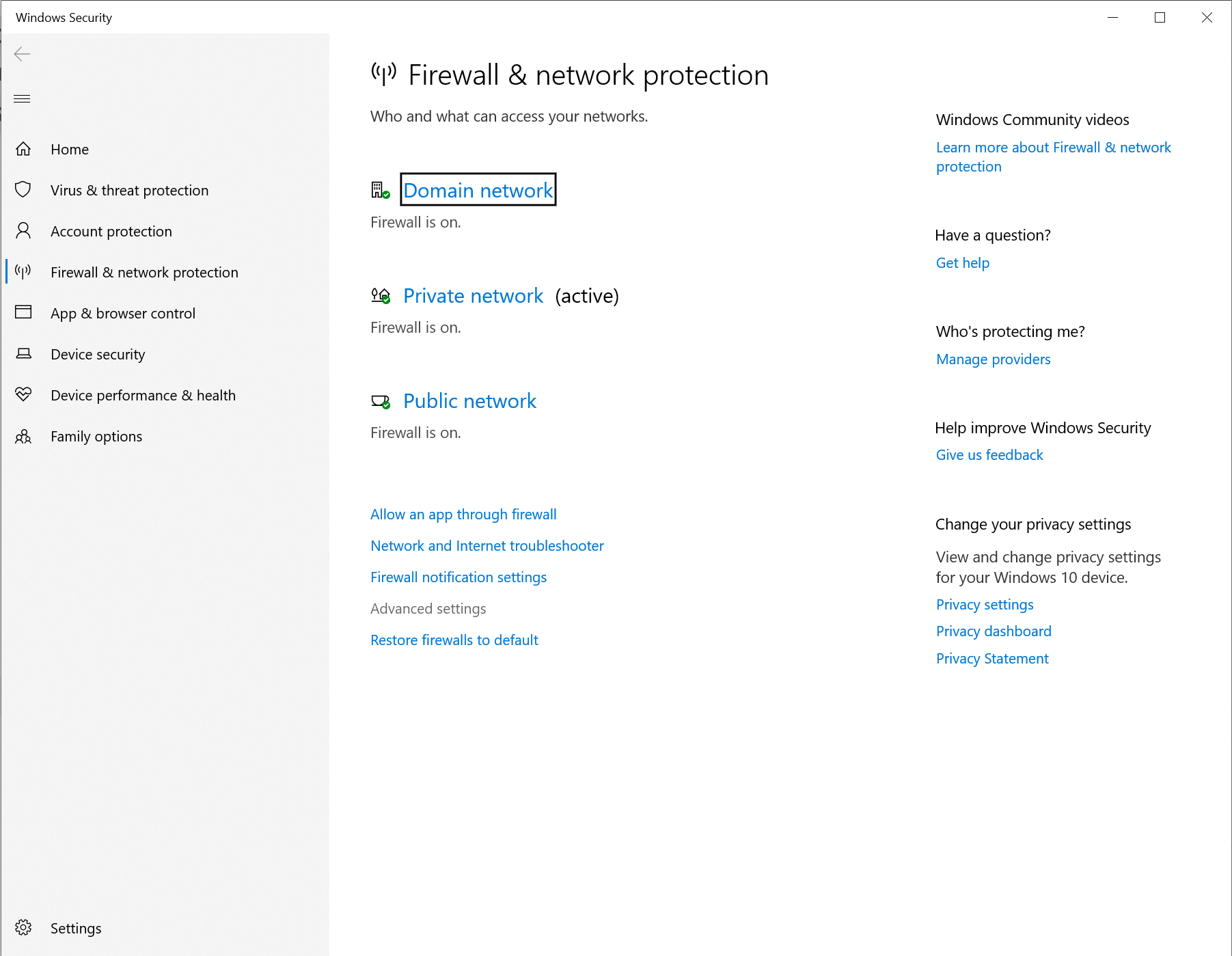 Firewall Settings
